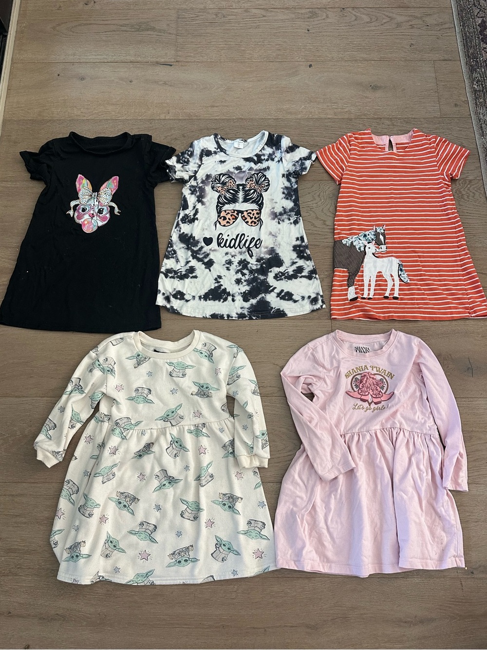Girls Size 4/5 Dress Lot 5 Pc Grogu Shania Twain Boutique Casual Dresses